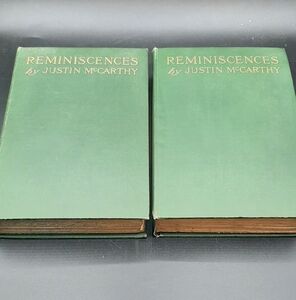 Reminiscences by Justin McCarthy Volume 1 & 2 Books 1899 Deckle Edge